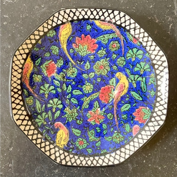 Antique Royal Doulton 1910s Persian Parrot Blue Chintz Pattern D4031 2 saucers - Picture 3 of 8